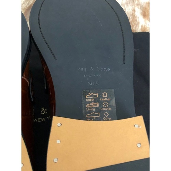 Rag & Bone Canter Loafer Flats Shoes Croc Embossed Leather Brown NWB Size 6.5 - Picture 10 of 12